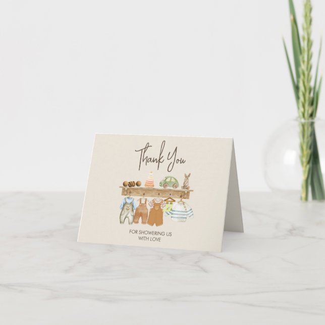 Merci de Baby shower en bois d'aquarelle (Devant)