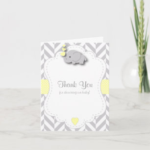Merci de Baby shower jaune, gris blanc