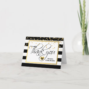 Merci de BABY SHOWER moderne Black White Gold