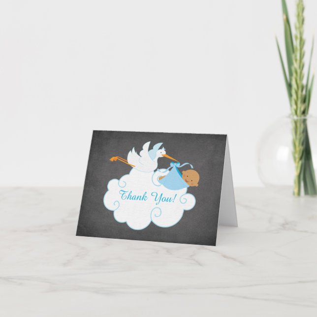 Merci de Baby shower moderne Chalkboard Stork (Devant)