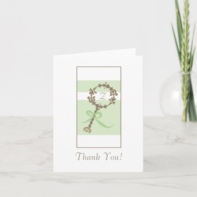 Merci de Baby shower Monogramme - Bateau vert (Devant)