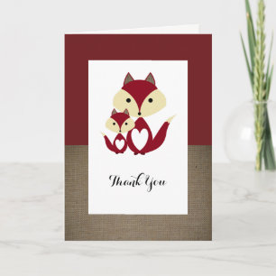 Merci de Baby shower Red Fox Burlap