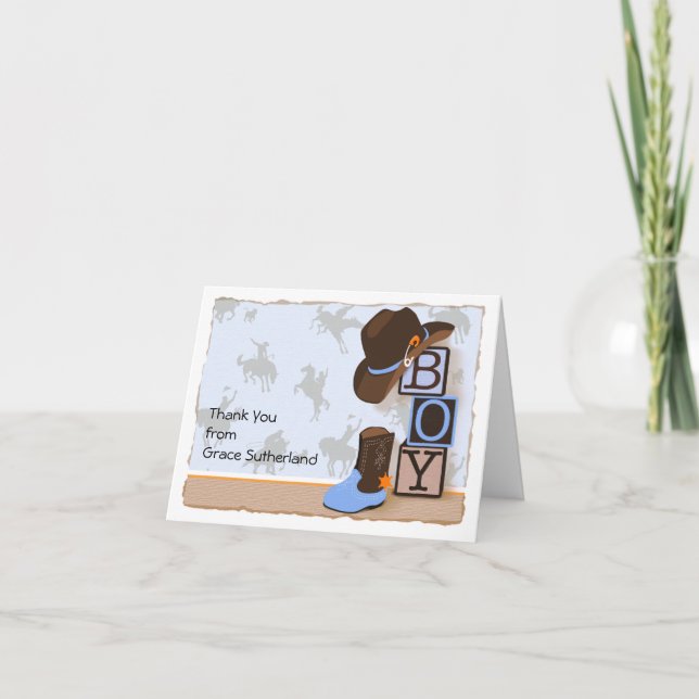 Merci de Baby shower Western Cowboy (Devant)