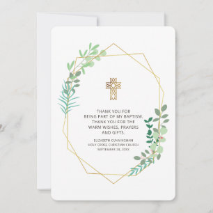 Merci de Baptême de Foliage géométrique moderne