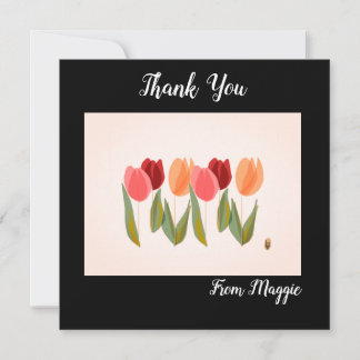Merci de carte de note avec six tulipes