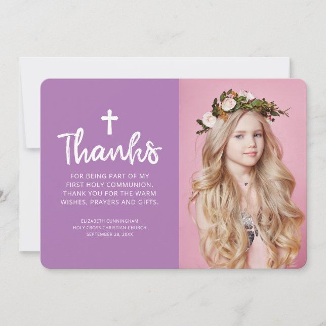 Merci de communion photo simple et moderne (Devant)