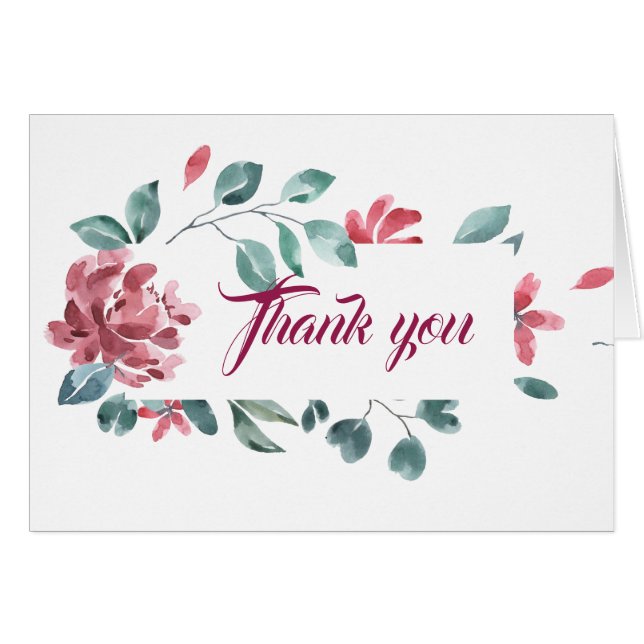 Merci de design floral pourpre et vert (Devant Horizontal)