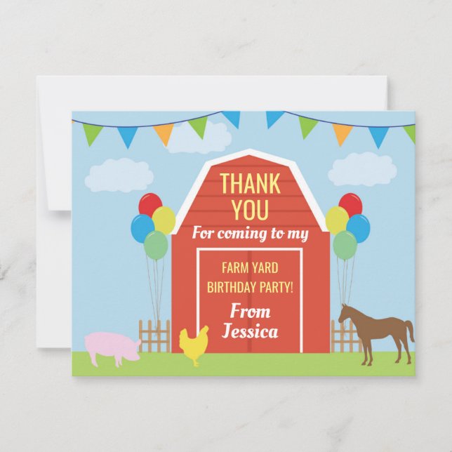 Merci de fête d'anniversaire Carte Invitation Barn (Devant)