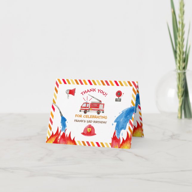 Merci de fête d'anniversaire du moteur d'incendie  (Devant)