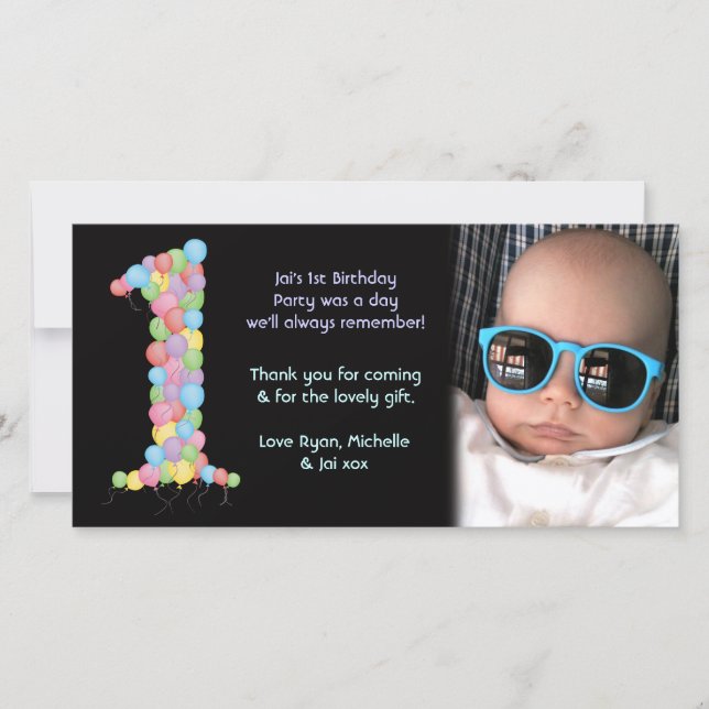 Merci de fête de 1er anniversaire de bébé Carte ph (Devant)