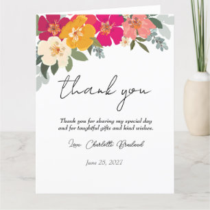 Merci de Fête des mariées fleuri d'été coloré