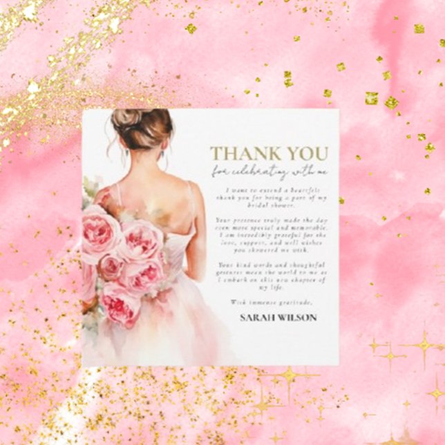 Merci de Fête des mariées Mariage minimal exquis (Express your gratitude with Brett Designs' exquisite minimal wedding bridal shower thank you cards.)
