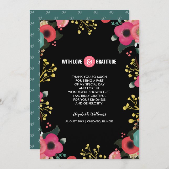 Merci de Fête des mariées personnalisé carte plat (Devant / Derrière)