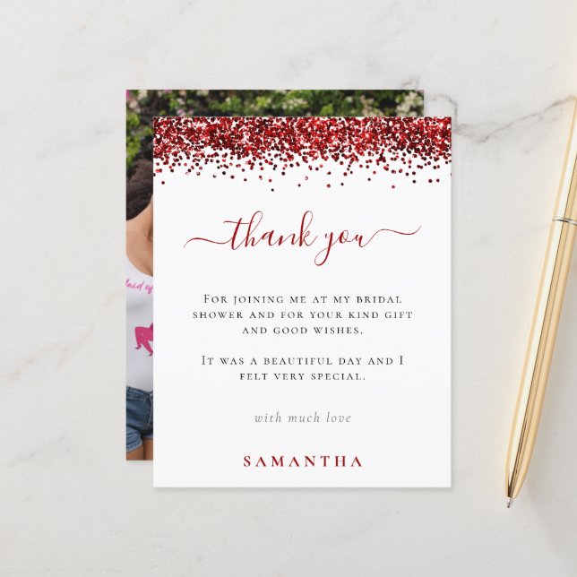 Merci de Fête des mariées photo de Parties scintil (Devant/Arrière en situation)