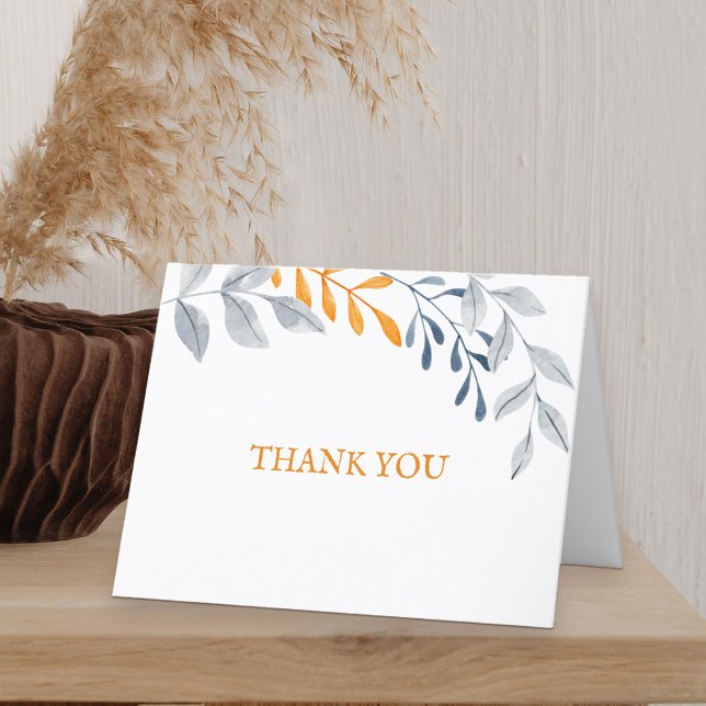 Merci de feuillage d'automne simple (Fall themed thank you card with autumn leaves)