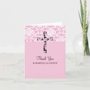 Merci de fille de croix de Damas rose