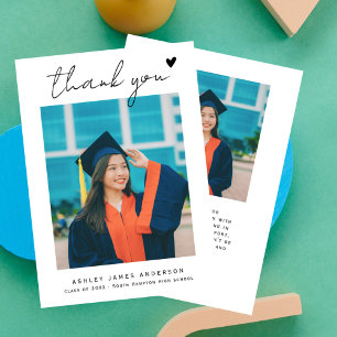 Merci de graduation de la photo de coeur de script