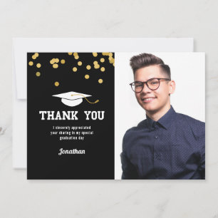 Merci de graduation photo Black Gold Confetti