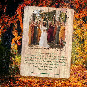 Merci de la fête de mariage rustique en bois Messa
