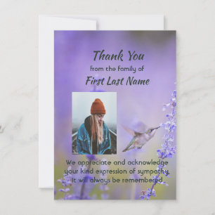 Merci de la lavande des colibris commémoratifs