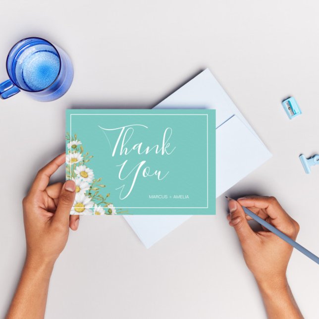 Merci de marguerites Turquoises et blanches (Créateur téléchargé)