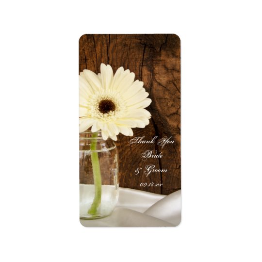Merci de mariage campagnard de marguerite blanche étiquette d’adresse