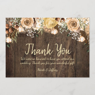 Merci de Mariage campagnard en bois Tan Rustique