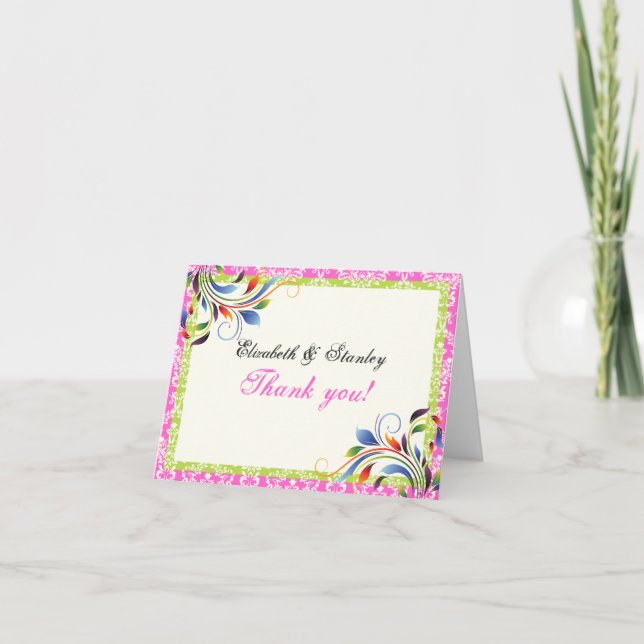 Merci de mariage damassé de feuille de rouleau (Devant)