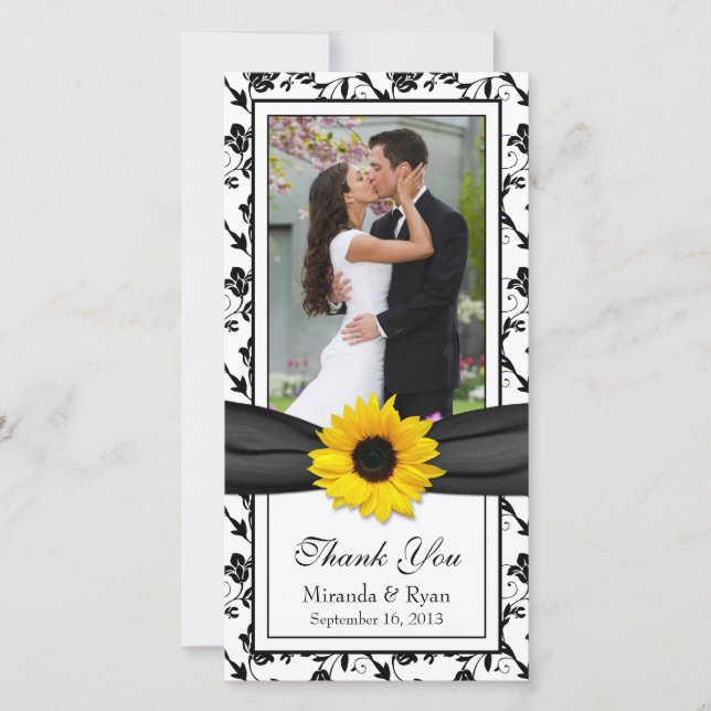 Merci de Mariage de  de ruban de tournesol noir (Devant)