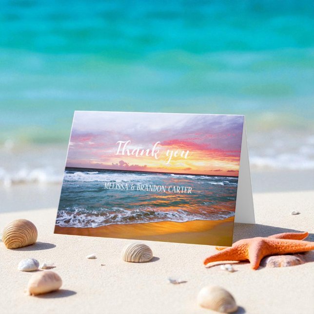 Merci de mariage de destination de plage tropicale (Créateur téléchargé)
