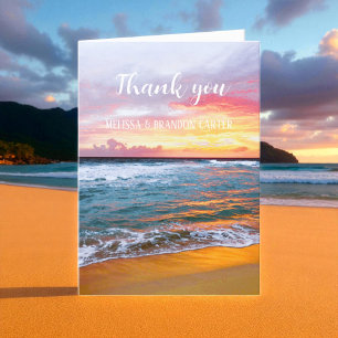 Merci de mariage de destination de plage tropicale