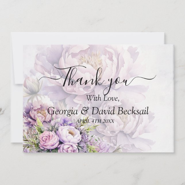 Merci de Mariage de Lavande d'aquarelle (Devant)