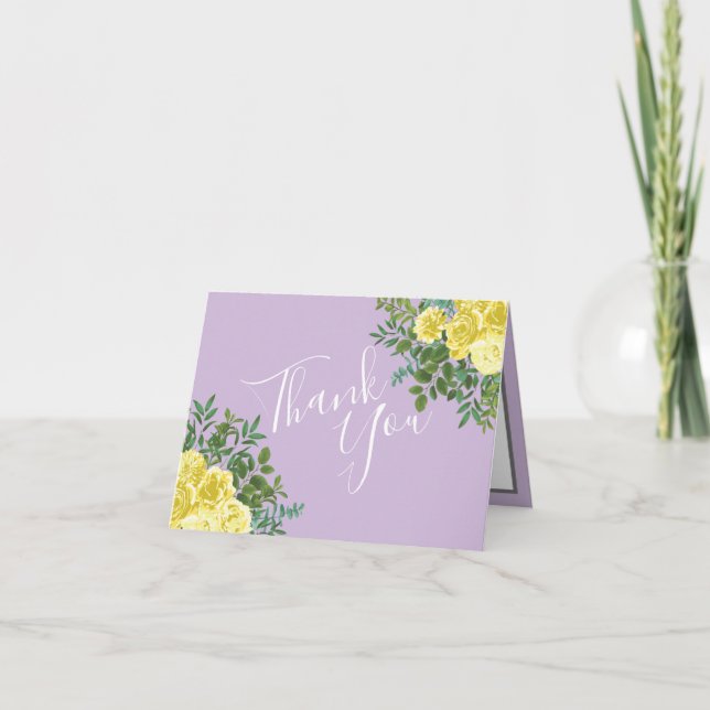 Merci de Mariage de Rose jaune clair et violet Lil (Devant)