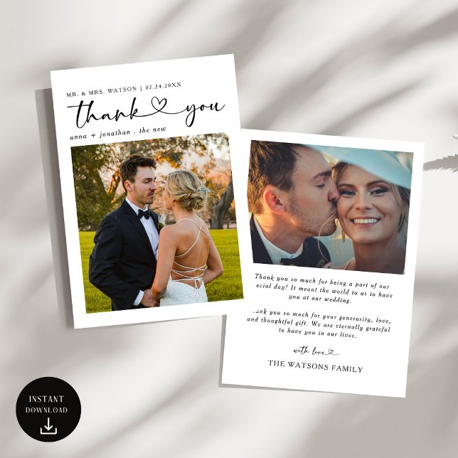Merci de Mariage de texte et de photo simple (Créateur téléchargé)