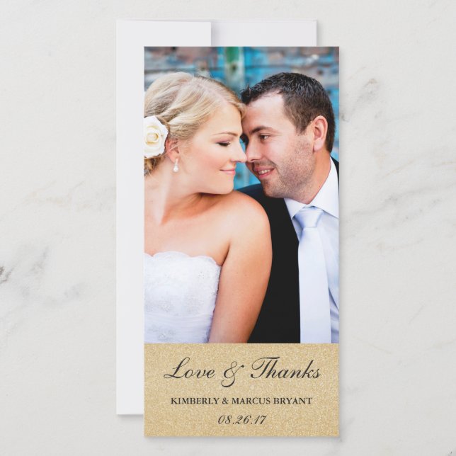 Merci de mariage élégant Carte photo / Champagne (Devant)