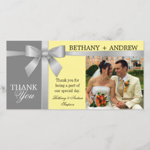 Merci de Mariage gris-jaune argenté