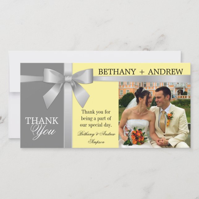 Merci de Mariage gris-jaune argenté (Devant)