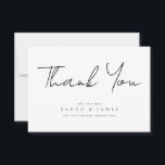 Merci de Mariage noir et blanc minimaliste moderne<br><div class="desc">Une carte de remerciements mariage simple et moderne. Personnalisez ce design minimaliste noir et blanc pour avoir vos détails personnels et votre message.</div>