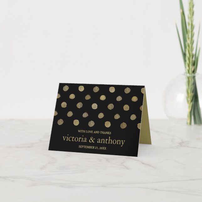 Merci de Mariage Pois moderne Black & Gold (Devant)