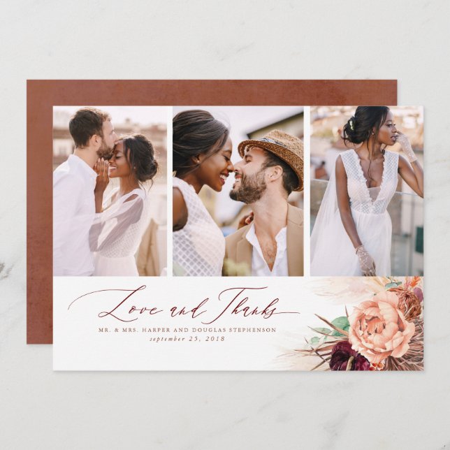 Merci de Mariage tropical de Terracotta (Devant / Derrière)