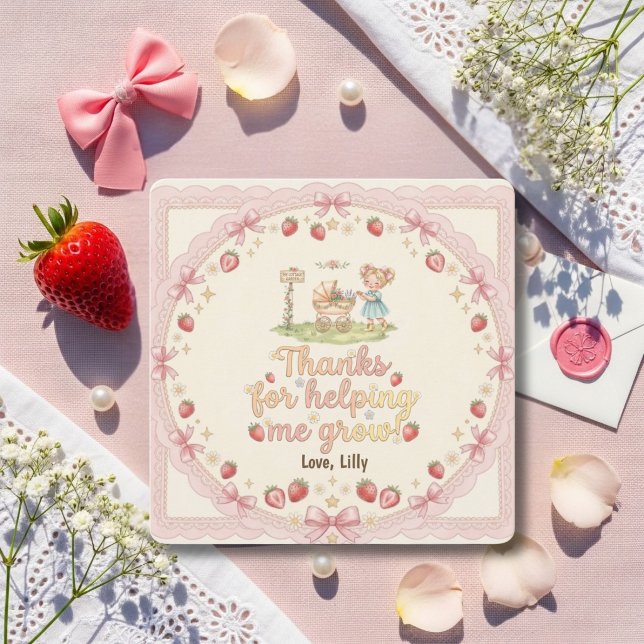 Merci de m'avoir aidé à faire grandir Blonde Straw (Thanks For Helping Me Grow Blonde Strawberry Thank You Card)