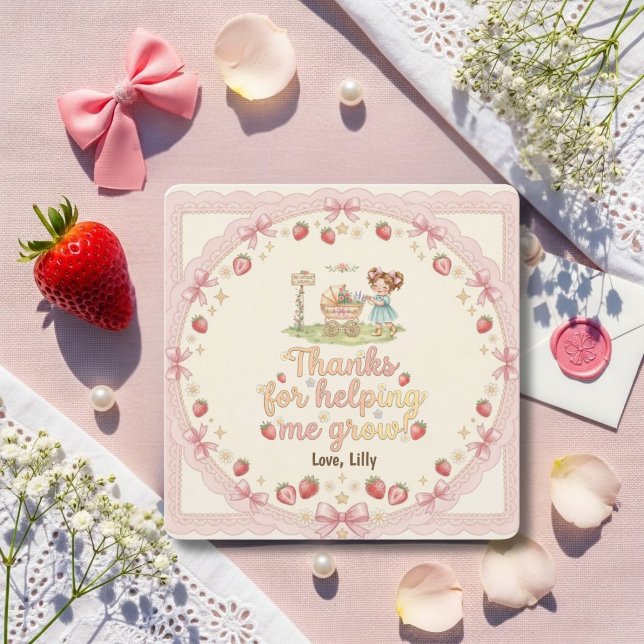 Merci de m'avoir aidé à faire grandir Brunette Str (Thanks For Helping Me Grow Brunette Strawberry Thank You Card)