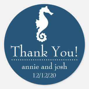 Merci de mer Étiquettes (bleu marine)