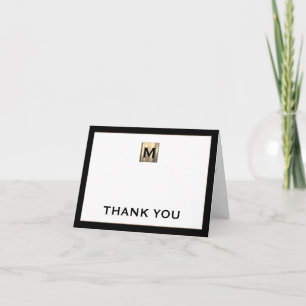 Merci de monogramme d'or noir blanc
