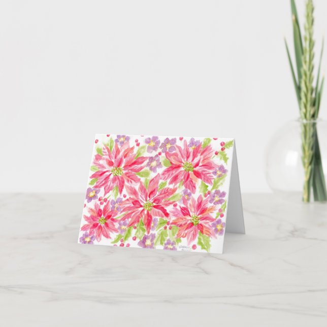 Merci de Noël Aquarelle Poinsettia (Devant)