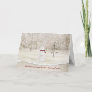 Merci de Noël d'affaires avec bonhomme de neige