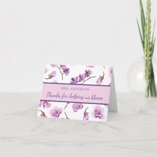 Merci De Nous Aider À Bloom Teacher Greeting Card (Devant)