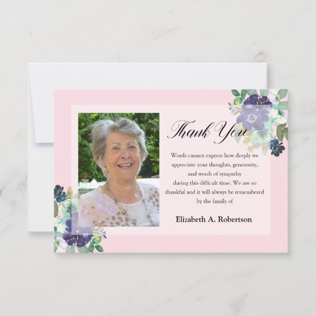 Merci de photos funéraires Fleurs violettes sur ro (Devant)