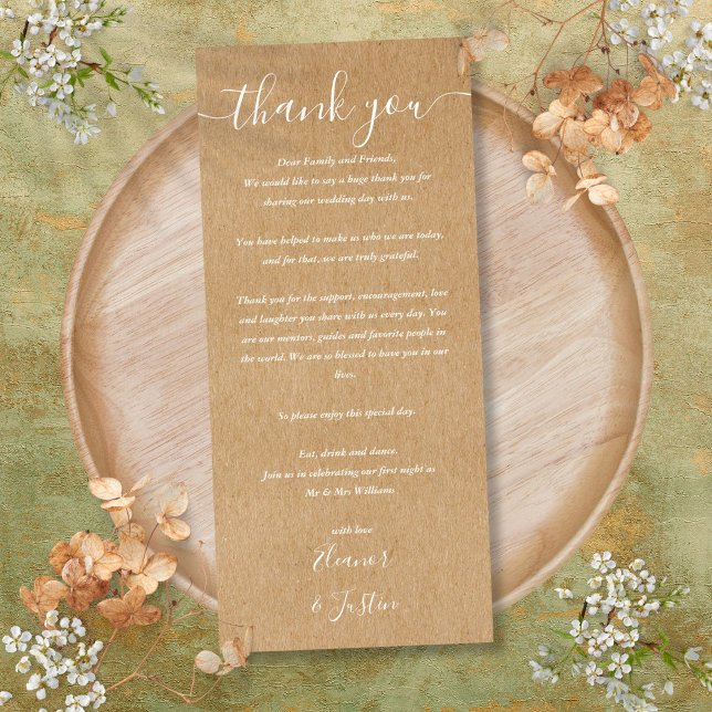 Merci De Réception De Mariage Rustique Carte Place (Wedding Reception Thank You Rustic Place Card)