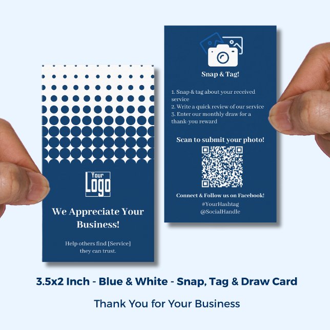 Merci de référence du contenu utilisateur de la ba (Snap Tag User Content Thank You Referral Card; Size: 3.5x2 Inch, Portrait Format)